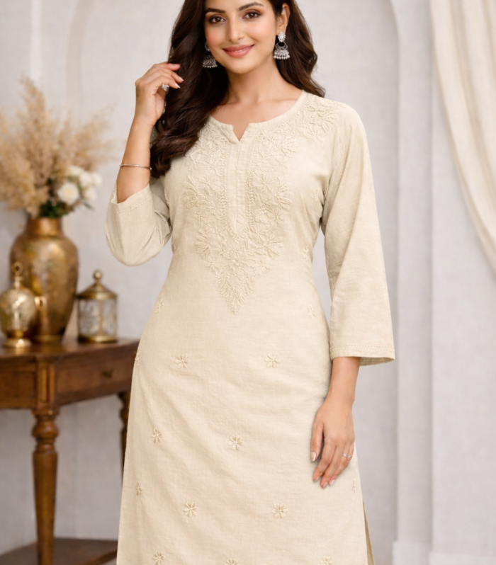 Fabric chanderi silk (Cream)