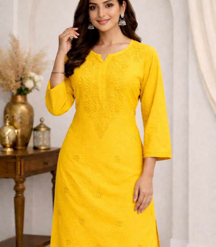 Fabric chanderi silk (Yellow)