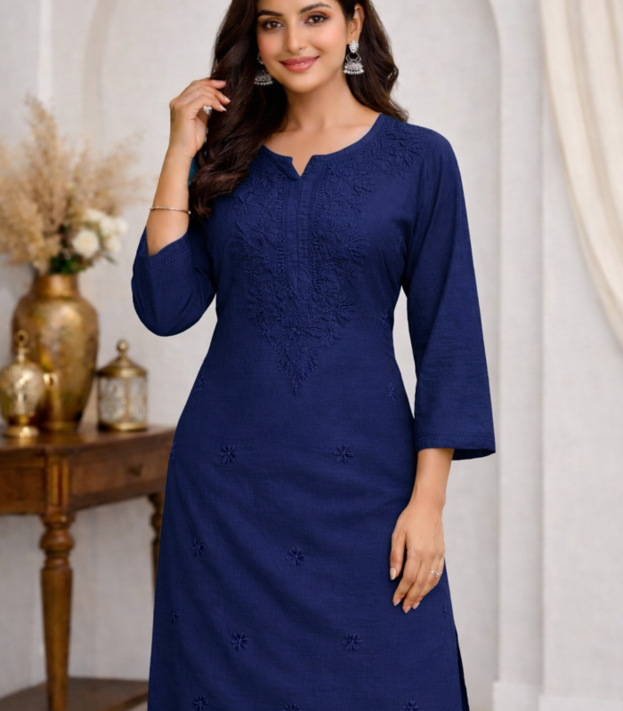 Fabric chanderi silk (Navy Blue)