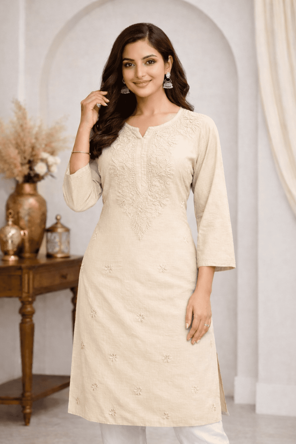 Fabric chanderi silk (Cream)